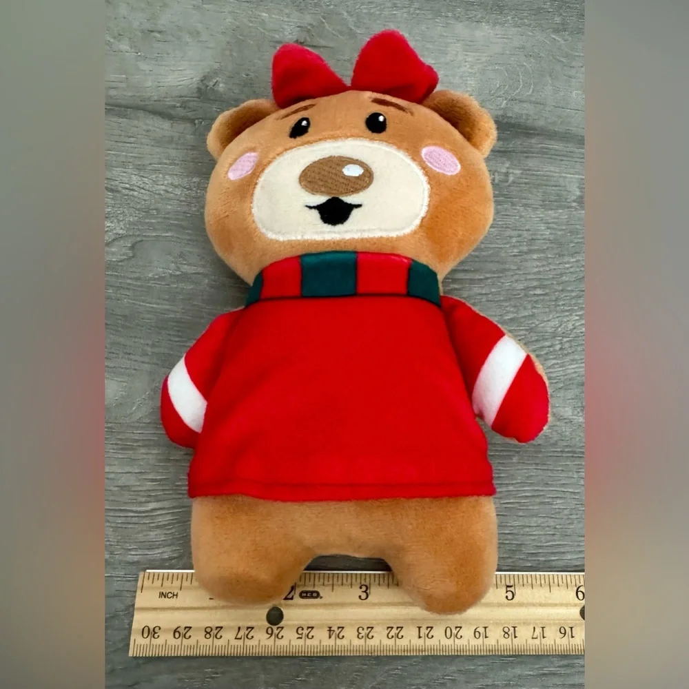 Merry Bright Fancy Holiday Bear Small Dog Toy Grunter Squeaker, Dog's Love Sound